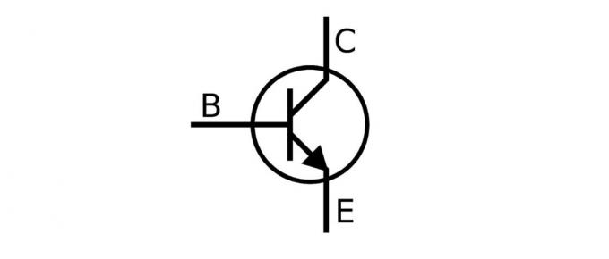 Графичен символ на транзистора в схемата