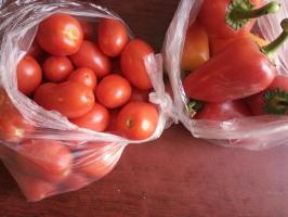 Мързел заготовката на смес от два пъти по доматите. Сол, оцет не се изисква