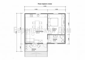 Уютна едноетажна къща 6X8 за двойки, които обичат самотата