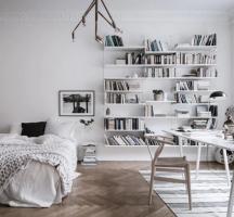 Спалня и проучване в едно и също пространство: 9 идеи, които трябва да вземат назаем.