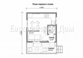 4x5 малка къща студио за двама души в страната!